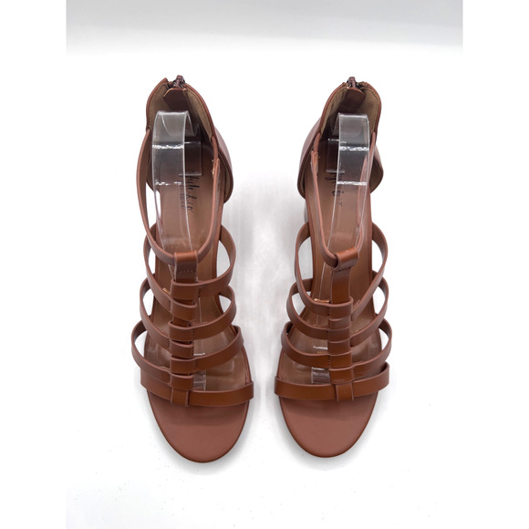 STYLE&CO 'BEAHH' STRAPPY DRESS SHOOTIES COGNAC BROWN SMOOTH WOMENS 9.5M NEW - Picture 6 of 11